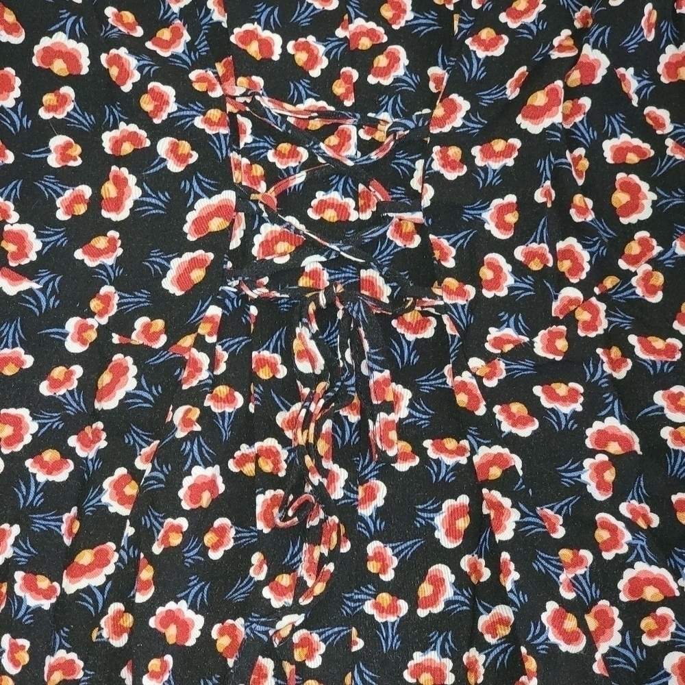 Band of gypsies viscose black red floral corset lace back button down dress M - Picture 13 of 13